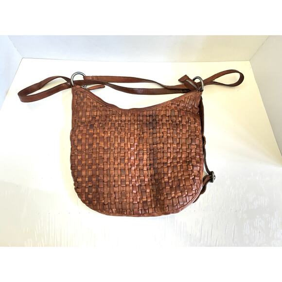 Vilenca Handbags - Vilenca Holland Genuine Woven Leather Shoulder Bag And Backpack Bag Chestnut